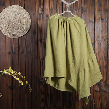 Women Spring Casual Solid Ankle-Length Asymmetrical Skirt