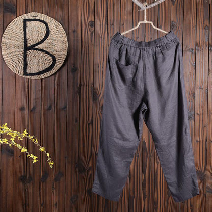 Women Spring Casual Solid Harem Pants Ankle Length Pants