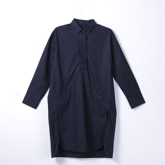 Women Spring Casual Solid Knee-Length Long Sleeve Pullover Loose Dress