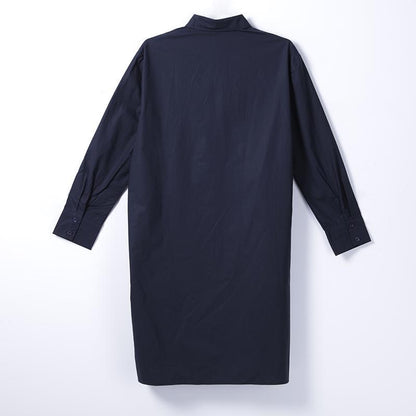 Women Spring Casual Solid Knee-Length Long Sleeve Pullover Loose Dress