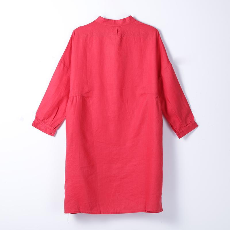 Women Spring Casual Solid Mid-Calf Cardigan Loose Long Sleeve Dress