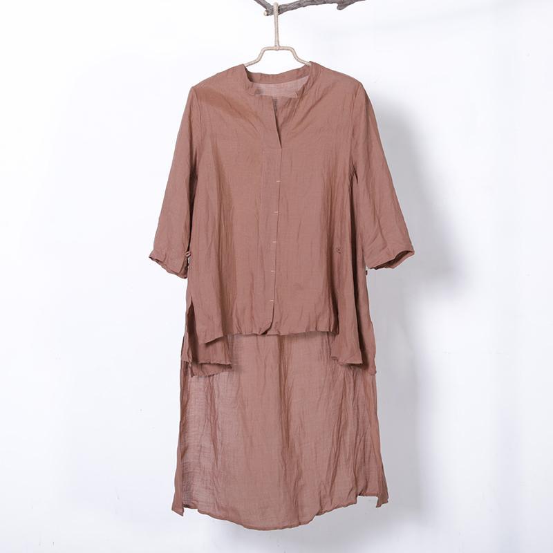 Women Spring Casual Solid Pullover Half Sleeve Long Shirt