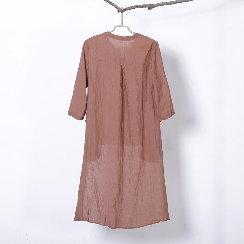 Women Spring Casual Solid Pullover Half Sleeve Long Shirt