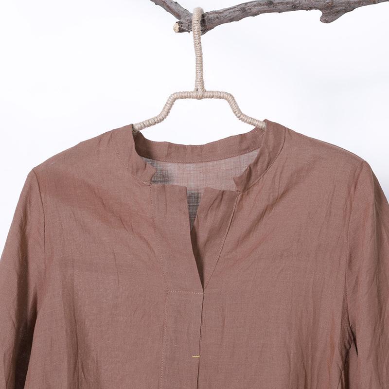 Women Spring Casual Solid Pullover Half Sleeve Long Shirt