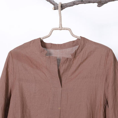 Women Spring Casual Solid Pullover Half Sleeve Long Shirt