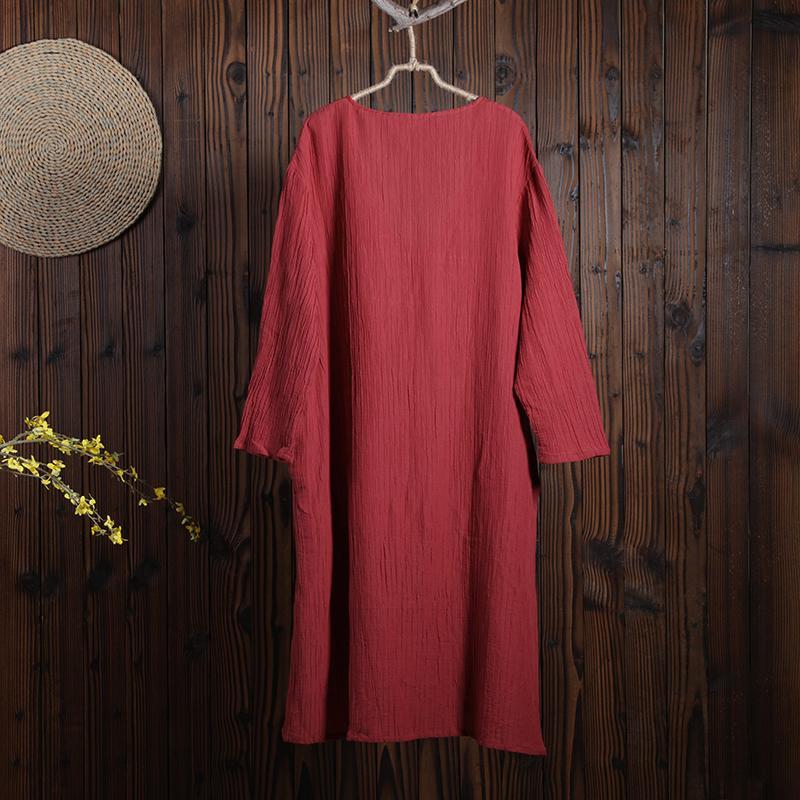 Women Spring Casual Solid Pullover Loose Long Sleeve Dress