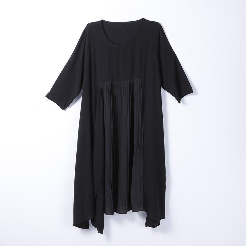 Women Spring Casual Solid Pullover Loose Short Sleeve Dress