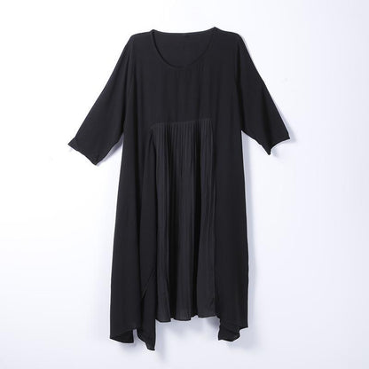 Women Spring Casual Solid Pullover Loose Short Sleeve Dress