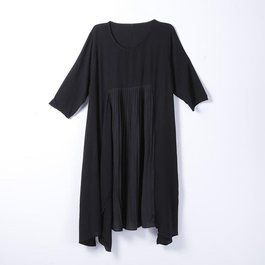Women Spring Casual Solid Pullover Loose Short Sleeve Dress