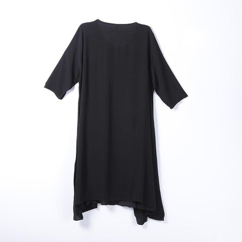 Women Spring Casual Solid Pullover Loose Short Sleeve Dress