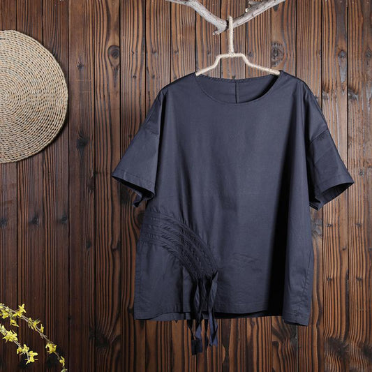 Women Spring Casual Solid Pullover Short Sleeve T-Shirt