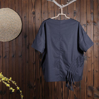 Women Spring Casual Solid Pullover Short Sleeve T-Shirt