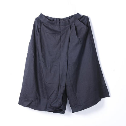 Women Spring Casual Solid Wide Leg Pants Calf Length Pants
