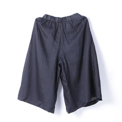 Women Spring Casual Solid Wide Leg Pants Calf Length Pants