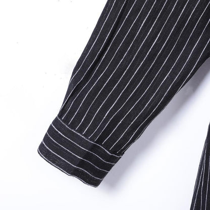Women Spring Casual Striped Loose Long Sleeve Dress