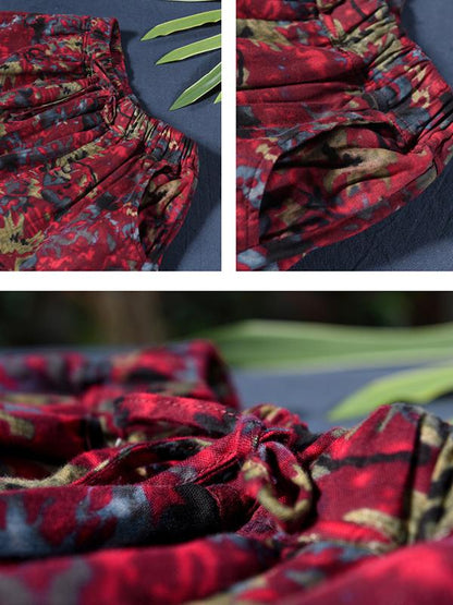 Women Spring Double Layers Floral Printing Skirt
