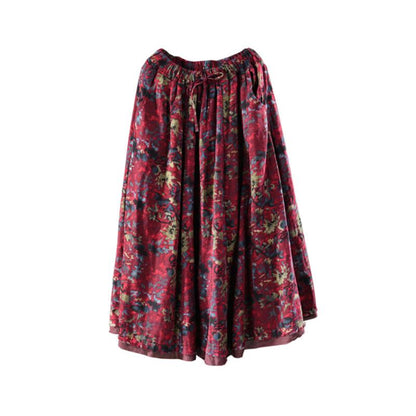 Women Spring Double Layers Floral Printing Skirt