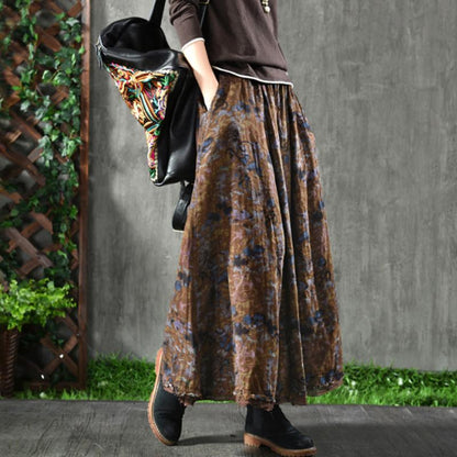 Women Spring Double Layers Floral Printing Skirt