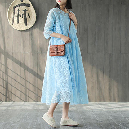 Women Spring Embroidery Vintage Loose Two Piece Set