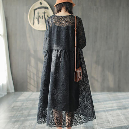 Women Spring Embroidery Vintage Loose Two Piece Set
