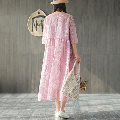 Women Spring Embroidery Vintage Loose Two Piece Set
