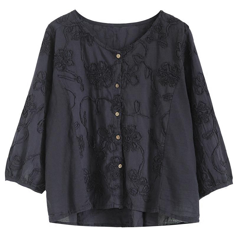 Women Spring Floral Embroidery Vintage Cardigan Short Coat