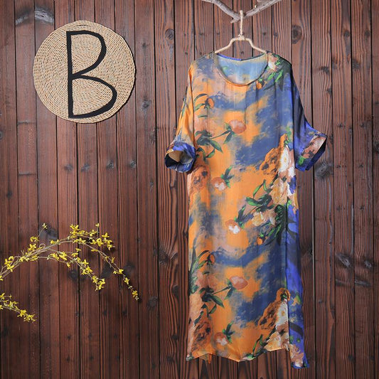 Women Spring Floral Print Chiffon Dress