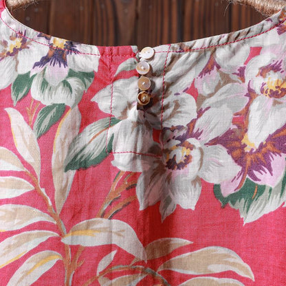 Women Spring Floral Three Quarter Sleeve Casual Loose Shirt