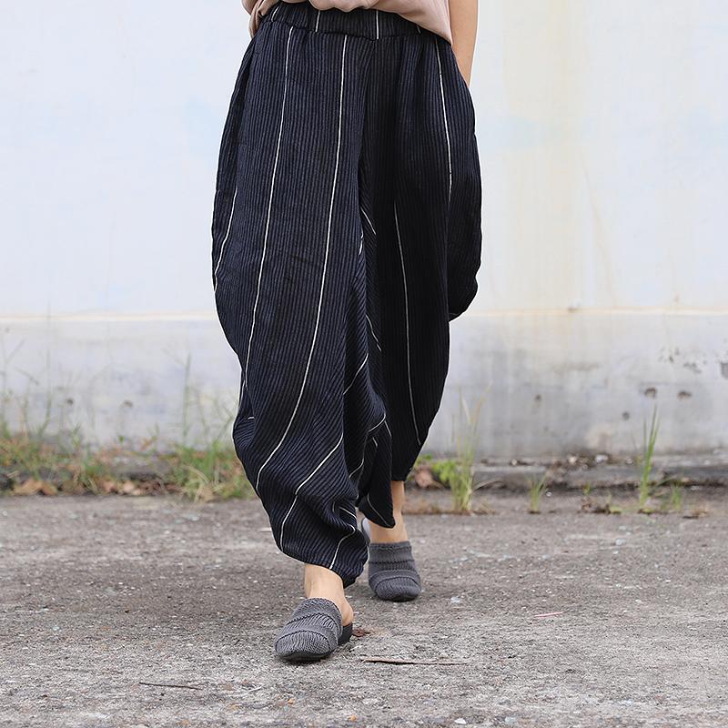 Women Spring Irregular Casual Striped Loose Pants