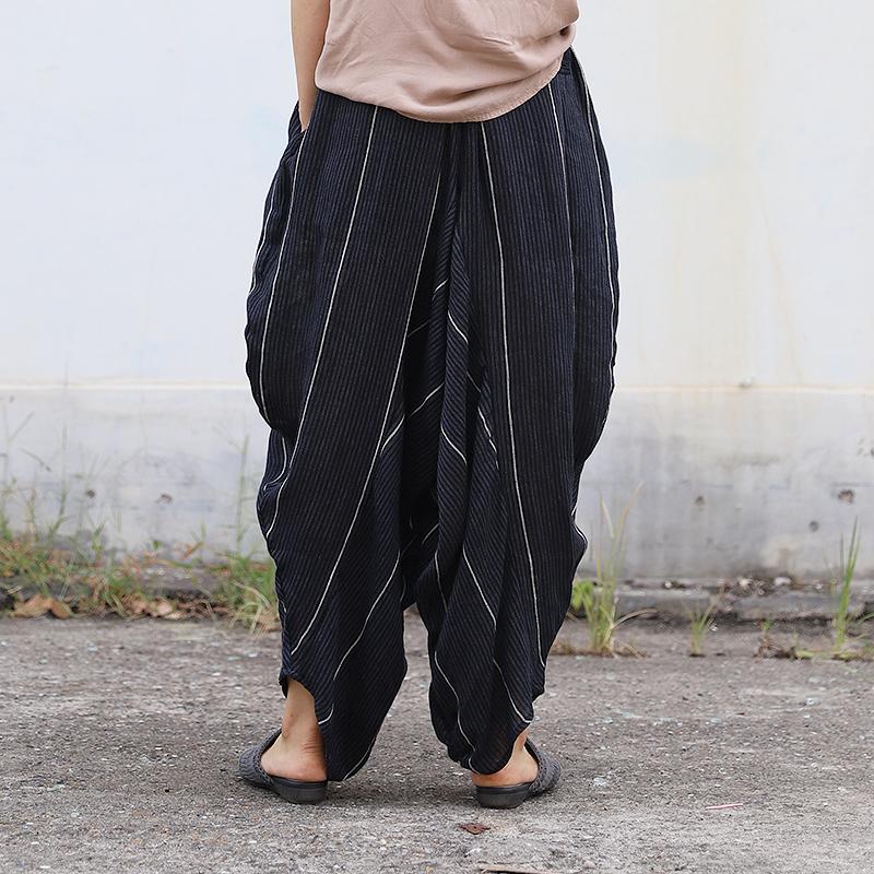 Women Spring Irregular Casual Striped Loose Pants