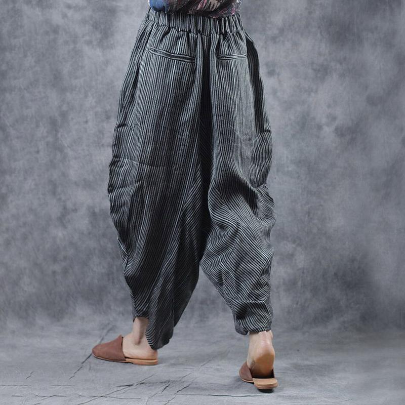 Women Spring Irregular Casual Striped Loose Pants