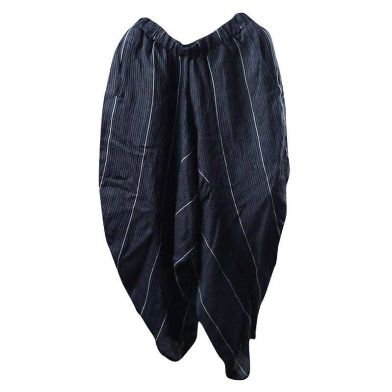 Women Spring Irregular Casual Striped Loose Pants