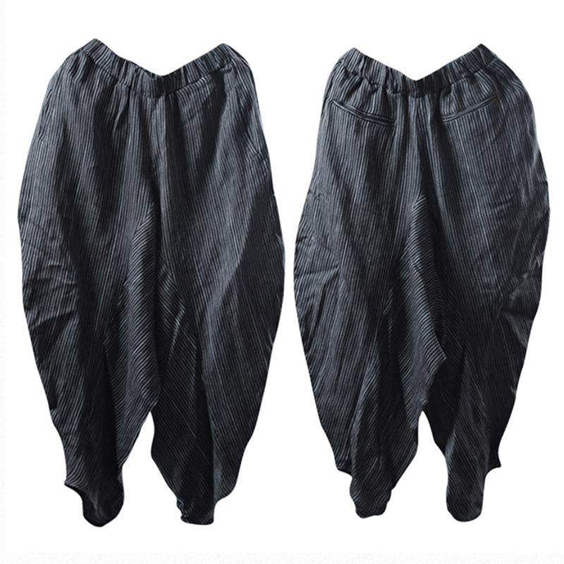 Women Spring Irregular Casual Striped Loose Pants