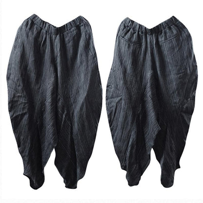 Women Spring Irregular Casual Striped Loose Pants
