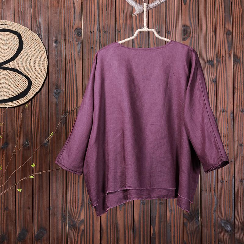 Women Spring Linen Solid Two Layer Shirt