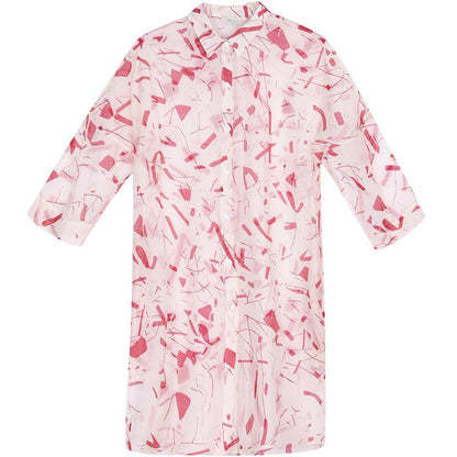 Women Spring Printing Plus Size Cardigan Red Dress