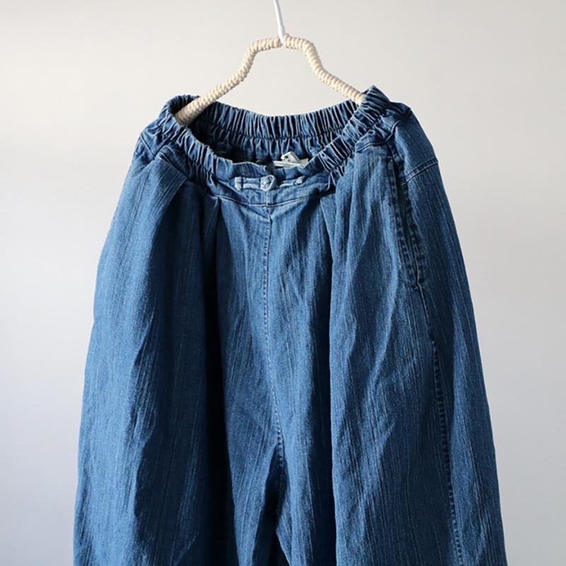 Women Spring Solid Frog Loose Bloomers Jeans