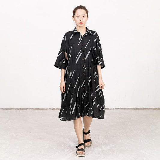 Women Stripe Splicing Casual Loose Dress