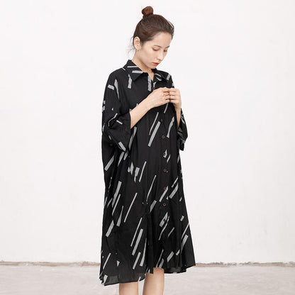 Women Stripe Splicing Casual Loose Dress