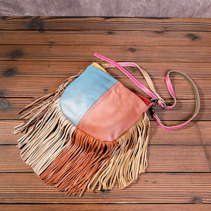 Women Stylish Contrast Tassel Shoulder Bag Crossbody