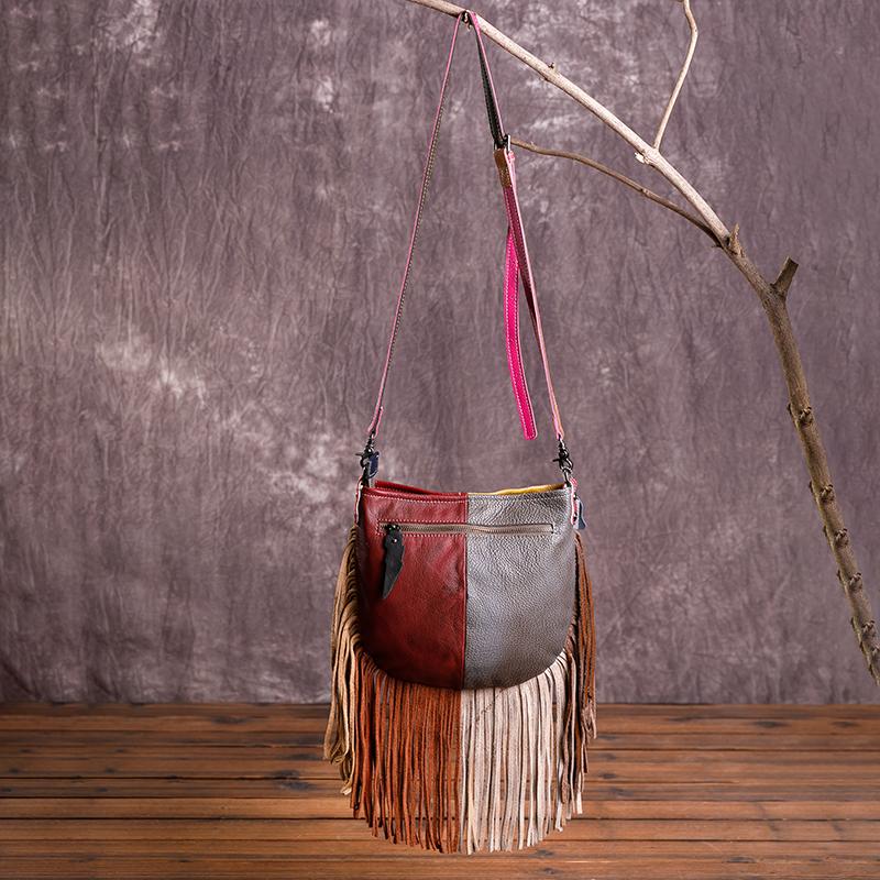 Women Stylish Contrast Tassel Shoulder Bag Crossbody