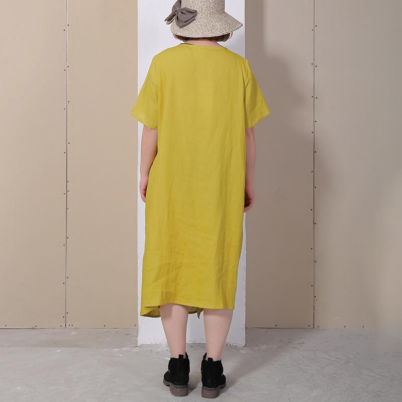 Women Summer Casual Solid Loose Short Sleeve Dress