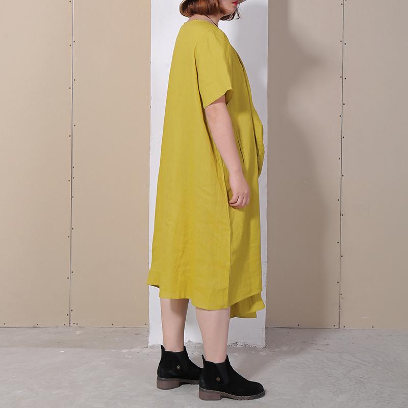 Women Summer Casual Solid Loose Short Sleeve Dress