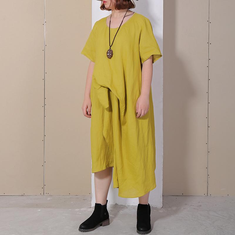 Women Summer Casual Solid Loose Short Sleeve Dress