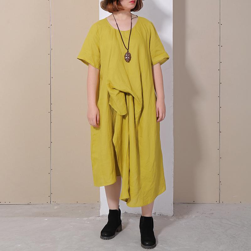 Women Summer Casual Solid Loose Short Sleeve Dress