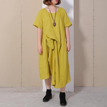 Women Summer Casual Solid Loose Short Sleeve Dress