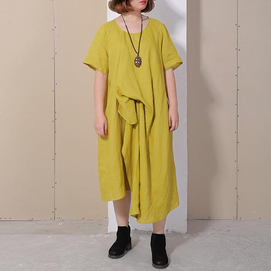 Women Summer Casual Solid Loose Short Sleeve Dress