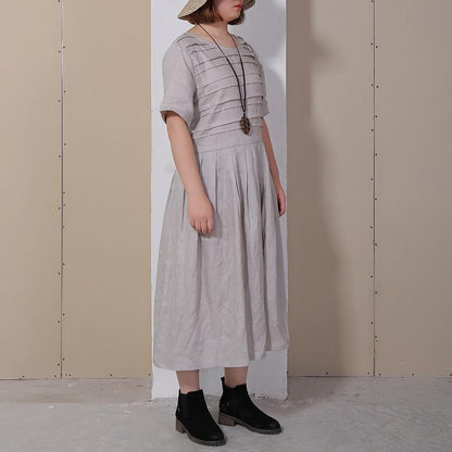 Women Summer Casual Solid Pullover Loose Short Sleeve Maxi Dress
