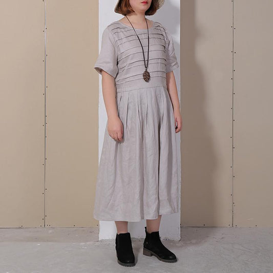 Women Summer Casual Solid Pullover Loose Short Sleeve Maxi Dress