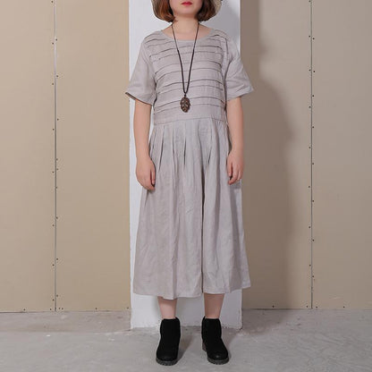 Women Summer Casual Solid Pullover Loose Short Sleeve Maxi Dress